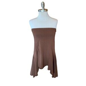 Max Studio Brown Jersey Knit Skirt Dress Top Medium Versatile Flouncy Hanky Hem
